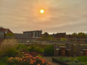 orange sky over nottingham